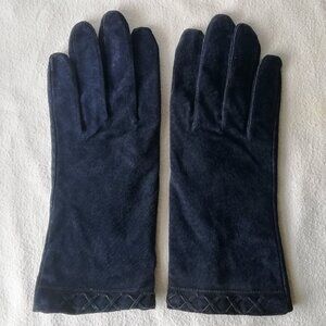 Vintage Fownes Dark Blue Suede Women's Gloves XL